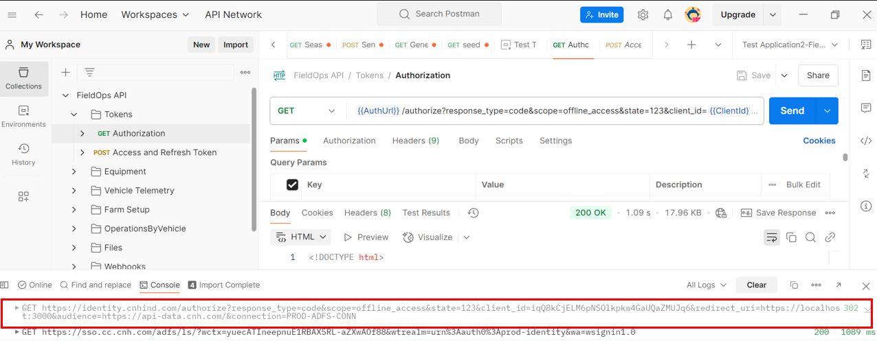Screenshot of the Console with the correct URL highlighted.